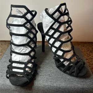 Black strappy heels